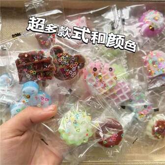 1/ 10pcs Mini Tabas Squishy Soft Donuts And A Variety Of Desserts Pinching Toys Squishy Toys Fluffy Cheesecake Cookiesi Toast Waffles Ice Cream Fidgety Toys Teen Birthday Gifts(Style And Color Are Random)