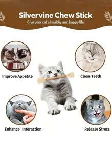 5/3/1 件猫磨牙棒宠物咀嚼玩具，适合小型和幼猫磨牙和玩耍，猫咀嚼玩具，猫咀嚼物，猫牙齿清洁咀嚼物，绳子和藤条，亚麻互动牙齿清洁玩具，适用于室内猫，多功能宠物游戏，无需电池，猫薄荷玩具 Silvervine 棒成年猫玩具小猫磨牙咀嚼 - 彩色 - 查看 7