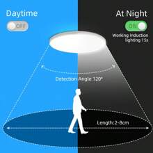 CANMEIJIA 20W/30W LED吸顶灯带运动传感器，防水雷达感应吸顶灯，适用于家庭照明，适用于阳台、室外走廊、浴室、卧室、楼梯、厨房、入口、门厅、庭院 - 白色外框 - 查看 3