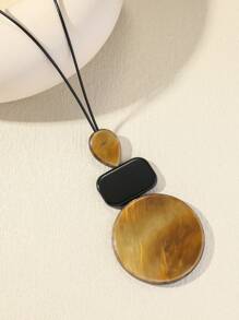 1件波西米亚复古树脂几何水滴吊坠项链，独特设计高端长项链，适合女性日常、度假、派对佩戴（图案随机） - 彩色 - 查看 2