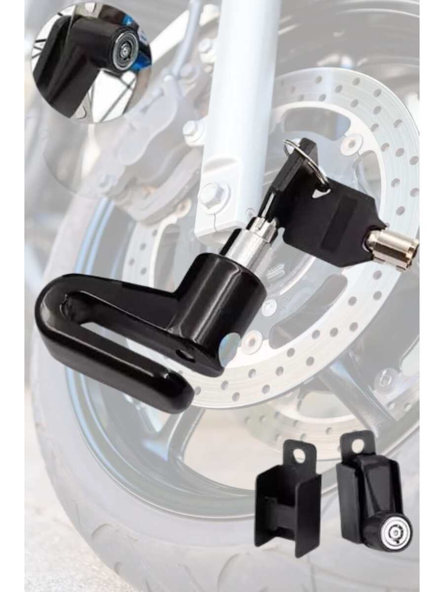 Candado Disco Aluminio Motocicleta Bicicleta Segura Proteccion Anti Robo Freno Bloqueo Lock Compacto Vmingo Mexico - Negro - Ver 1