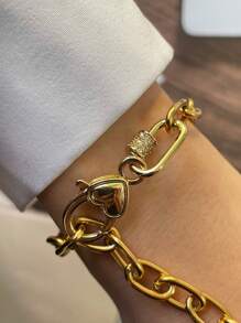 STYLEVER 1 PC Gold Carabiner Lock Clasp Chain,Charm Chain,Stainless Steel Chain For Both Women And Girls - Yellow Gold - View 5