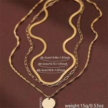 女士三层金属亮片吊坠项链，简约极简锁骨链，散发奢华气息