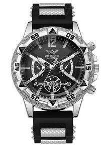 5 pièces/Set Montre à quartz décontractée de style de rue en silicone pour hommes