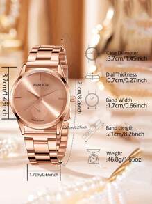 1pc Rose Gold Women's Watch, Fashionable And Elegant, Classic Round Dial Quartz Watch With Ins Style, Suitable For Daily Wear And Can Also Be Given As A Holiday Gift - Rose Gold - View 5