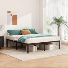 Estructura de cama de plataforma metálica de 18 pulgadas de altura, sin necesidad de caja de resortes, cama individual con tablas de soporte resistentes y de gran durabilidad, fácil de ensamblar, color negro - 12 PULGADAS - Ver 2