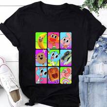 Amazing World Of Gumball Cast Pictures Graphic T-Shirt, The Amazing World Of Gum Women's Short Sleeves - Black - View 1