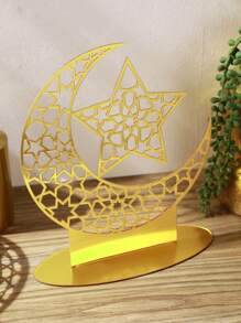 1 pièce Décoration de bureau en étoile acrylique dorée et croissant de lune - Hauteur 22,4 cm/8,8 pouces, Diamètre de la base 19,9 cm/7,8 pouces - Parfait pour la décoration d'intérieur, les festivals et les occasions spéciales - Cadeau idéal pour les passionnés d'astrologie et les cadeaux de design d'intérieur Anniversaire Remise des diplômes