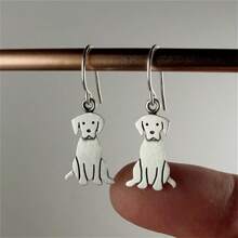 1 Pair Vintage Bohemian Style Labrador Dog Pendant Earrings, Suitable For Women Daily Wear And Gift, All Season Accessories