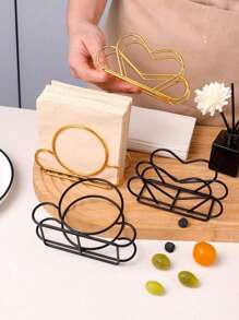 8/4/1pc Iron Paper Towel Holder Rack, Vertical Tissue Box Stand, Minimalist Hollow Heart/Round Design, Suitable For Home, Restaurant, Cafe, Autumn/Christmas Decor - Multicolor - View 3