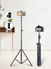63 Inch Phone Selfie Stick Tripod, Expandable Phone Tripod Stand With Gimbal And Phone Clip - Quarter Screw Compatible With Android Phones And Cameras, Used For Real-Time Streaming And Video Recording - 黑色 - 查看 1