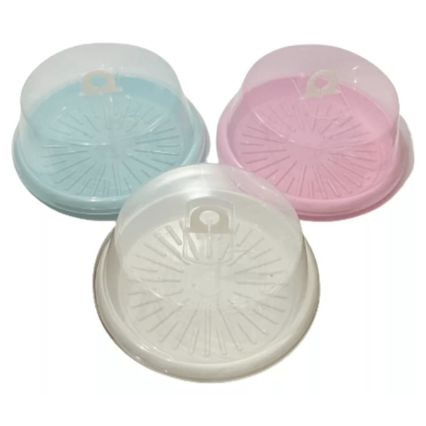 1 pza. Panera Redonda De Plástico Portátil Con Tapa Transparente, Para Transportar Y Almacenar Pan O Pasteles