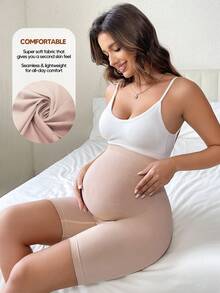 Maternity High Elastic Waist Capri Leggings, Suitable For Everyday Wear - Pink - View 5