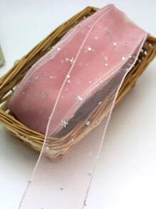 (5 Yards) Stars Silk Organza Ribbon Bow Material For Hair Print Flower Decoration Lace Ribbons - Multicolor - View 9