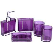5PC/Set Acrylic Bathroom Accessories: Bath Cup, Bottle, Toothbrush Holder, Soap Dish