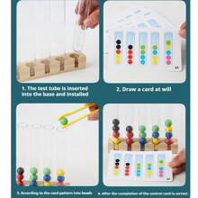 1套儿童木制彩色早教试管夹珠颜色认知锻炼手眼协调训练专注力亲子互动玩具