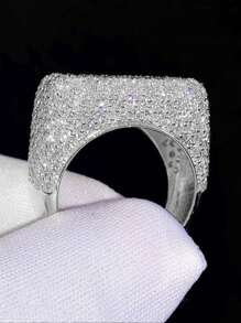 1pc Exquisite Cubic Zirconia Ring, Women's Wedding Engagement Party Jewelry Valentine's Day Gift - 1# - View 5