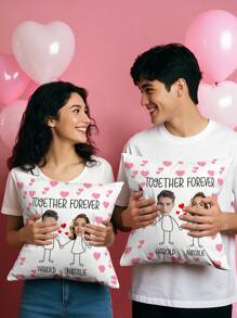 1 件定制照片抱枕套，结婚周年纪念情侣礼物，用于家居装饰、情人节、圣诞节、感恩节、母亲节、父亲节、送给爸爸或妈妈的礼物、新年图案、婴儿/情侣/家庭照片、单面打印