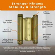 6" Double Action Spring Hinge, Saloon Swinging Cafe Door Hinge, Swing Door Hinges, Door Swing Commercial Grade Double Swing Hinges, Heavy Duty Door Hinge, Polished Brass, 1 Unit - Polished Brass - View 2