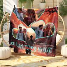 定制爱情背景图片和文字毯子，情人节装饰挂毯，个性化的理想礼物，适合他/她、男朋友、女朋友、爸爸、妈妈、家人、朋友、宠物，适合周年纪念日、情人节、母亲节、生日、儿童节、父亲节、毕业典礼、婚礼、圣诞节、沙发、床、汽车、卧室、客厅、办公室、户外露营、海滩、家庭墙壁装饰