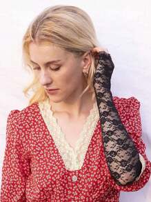 1 Pair Floral Print Arm Sleeves For Women, Fingerless Sun Protection Arm Covers For Travel, Beach, Cute Minimal Design - Multicolor - View 2