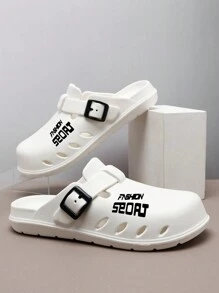 Sandalias casuales para hombres de primavera y verano, sandalias tipo slip-on de unicolor y estampado de moda para viajes al aire libre, con suela gruesa antideslizante y puntera abierta, apropiadas para uso en exteriores, playa, compras, calle, simples y frescas