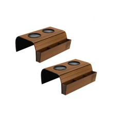 Kit 2 Cup Holder Tray With Control Holder Mat For Sofa Armrest - Camel - View 1