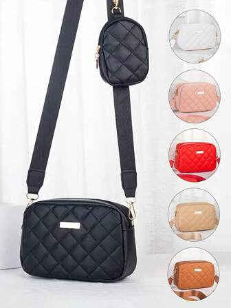 1入組女孩時尚刺繡花卉圖案斜挎包，附有包、錢包、鑰匙包，適用於日常使用、派對和禮物贈送