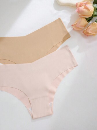 Set de 5 piezas de ropa interior sin costuras para mujer, cómoda, transpirable y sexy, tipo pantaleta de tiro bajo para deporte