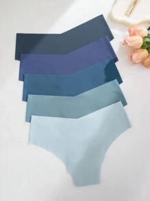 5pcs/Pack Women Seamless Briefs, Comfortable Skin-Friendly Sexy Hip-Hugger Breathable Triangle Panties - Multicolor - View 3