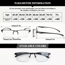 Photochromic, Progressive Multifocal Reading Glasses, Anti-Blue Light Reading Glasses, TR Flexible Half-Rim Frame, Lightweight Wear, Unisex - White - View 8