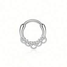 BESTEEL 1PC 16G Septum Clicker Inel din oțel inoxidabil 316L Septum Inel CZ Opal Cartilage Helix Tragus Hoop Cercei Daith Segment cu balamale Clicker Inel Zirconiu Inele pentru nas Cerc 10MM Bijuterii piercing nas