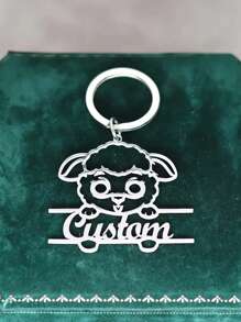 A Cute Lamb Cartoon Animal Design With A Customized Name Keychain, An Ideal Gift For Family And Friends. Valentine's Day Gift