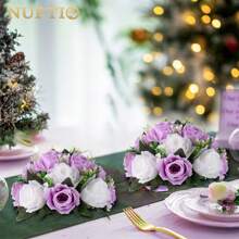 2Pcs Artificial Flower Bouquets Silk Flowers Fake Rose Flowers Floral Arrangements For Wedding Party Home Decor