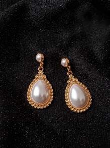 Stylever 1 Pair Stylish Pearl Pendant Stud Earrings For Women S925 Sterling Silver Fine Jewellery Suitable For Daily Wear Versatile Enough To Match Various Outfits And Perfect For Dating And Parties As Decorations
