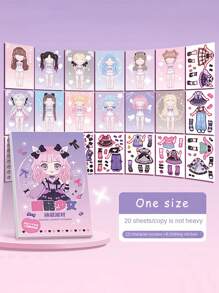 1pc Full Body Dress-Up Sticker Book For Girls, Various Princess Character Design, Makeup-Styling Diy Handmade Party Fun Activity,School Supplies,Back To School