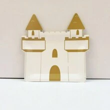 10 件/20 件城堡纸盘 9 英寸白色和粉色公主城堡一次性盘子装饰餐盘生日派对餐具用品餐桌装饰 - 彩色 - 查看 5