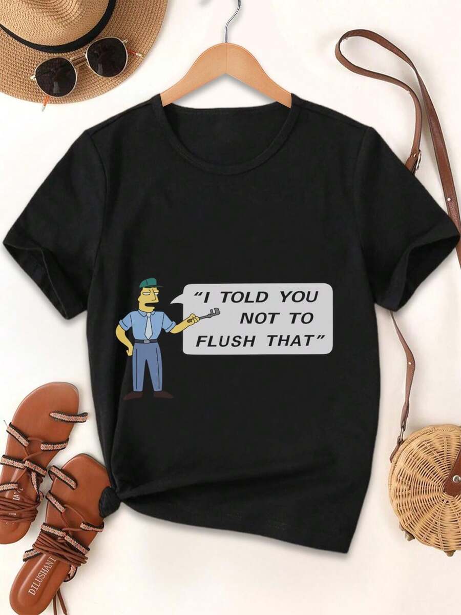 Lovers' Matching Plumbing T-Shirts Stern Lecture Tees For Women - Black - View 1