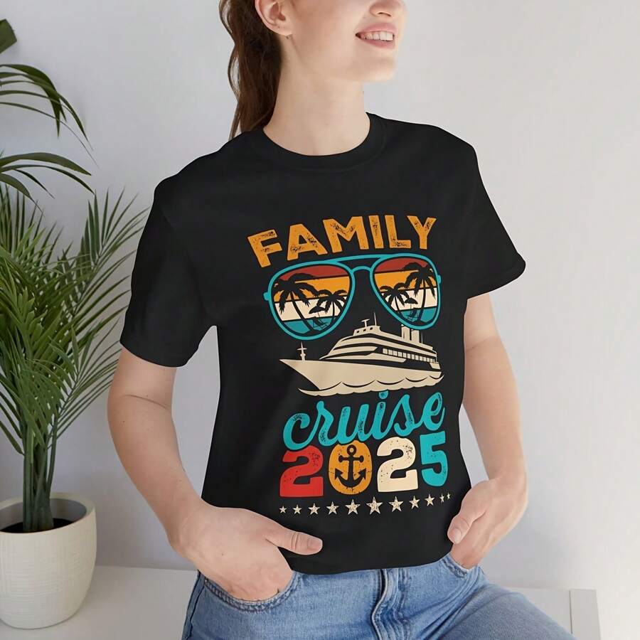 Family Cruise T-Shirt, Matching Cruise Shirts 2025 Bella + Canvas - Black - View 1