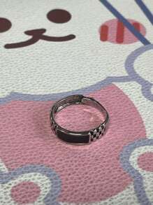 1 Stück verstellbarer offener Ring, hypoallergen kariertes Muster, Unisex Modeaccessoire geeignet für den täglichen Gebrauch und als Geschenk, perfekt für Valentinstag, Weihnachten und Muttertag