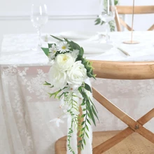 Wedding Aisle Decorations For Wedding Ceremony Pew Flowers For Church Chair Decorations Party Decor With Artificial Flowers Eucalyptus And Ribbons White Gifts Birthday Graduation Birthday Decorations Party Decorations Bachelorette - Multicolor - View 10