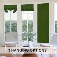 DWCN 2pcs French Door Curtains-Tie Up Thermal Insulated Window Door Panels Room Darkening Door Curtain With Adhesive Tape For Sidelight Door - 軍綠色 - 查看 3