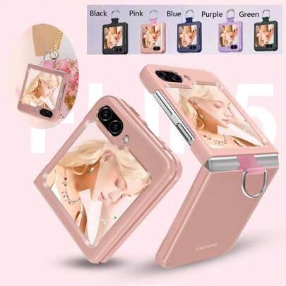 Hadaasi 1 件多色可折叠环形握把支架，亲肤挂绳金属扣翻盖奢华皮革表带可拆卸腕带，高品质硬质 PC 超薄磨砂防滑防震全身保护壳适用于三星 Galaxy Z Flip7/Z Flip 6/Z Flip 5/Z Flip 4/Z Flip 3 和 Razr 60 Ultra/50 Ultra/40 Ultra