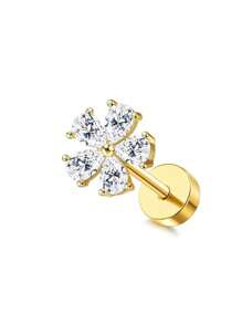 ORAZIO 1 pieza Pendientes de cartílago con diseño de mariposa y flor de acero quirúrgico con parte trasera plana y ópalo para perforación de trago y hélice, joyería para piercing