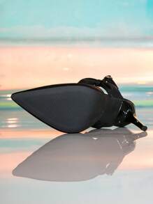 女士新款黑色尖头高跟鞋，优雅派对鞋，细跟法式闭趾露趾凉鞋，春夏秋季，优雅，女士高跟鞋，优雅