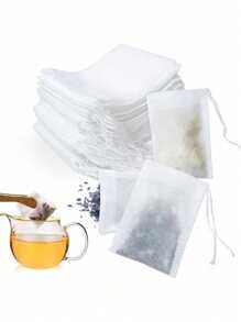 100PCS Multi-Purpose Thickened Tea Bag, Non-Woven Drawstring Packaging Bag, Kitchen Sink Strainer, White Strainer Bag, Kitchen Gadgets - Sink, Coffee, Tea, Herbs, Spices, Jewelry Packaging And Gift Bundle Back To School - Multicolor - View 2