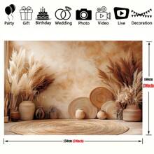 1pc Boho Style Photo Background Banner, Polyester Material, Multi-Size, Party Decoration Photo Background, Suitable For Home, Baptism And Party Decoration