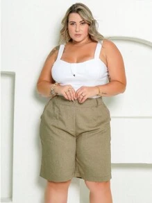Women's Plus Size Social Bermuda Shorts Sensory - 綠色 - 查看 5