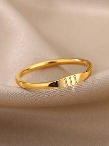 1 件金色天使数字戒指精致数字 111 222 333 444 555 666 777 888 999 指环 18K 镀金不锈钢戒指幸运数字珠宝时尚配饰 - 金黃色 - 查看 12