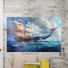Framed American Whaling Ship With Sperm Whale  Print On Poster, Poster, Art Prints, Wall Art Decor, Print - Framed - View 6